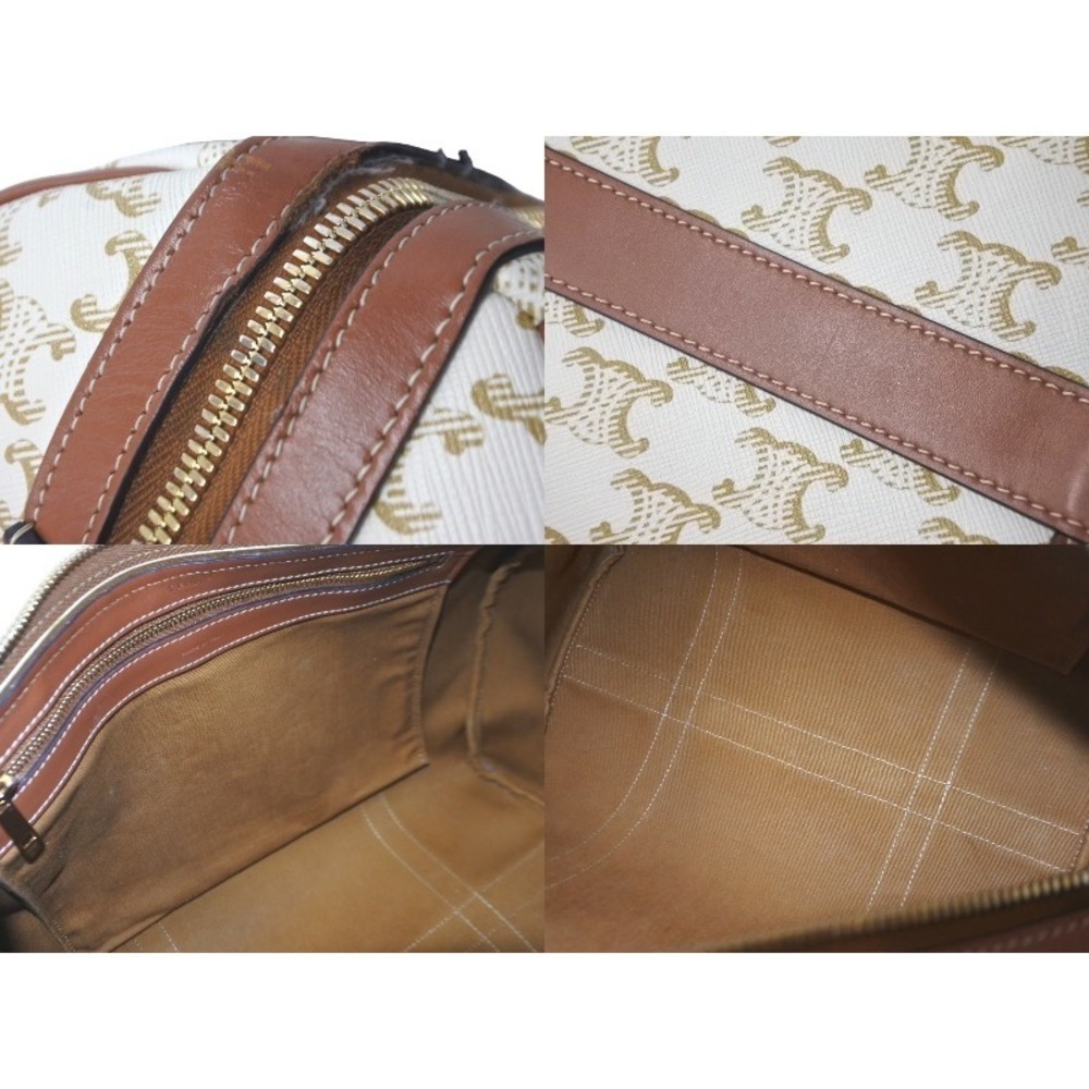 Celine Triomphe Brown White Leather Handbag - Picture 7 of 8